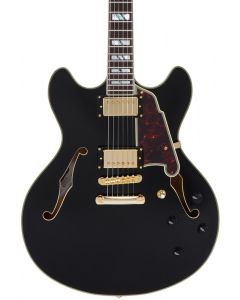 D'ANGELICO EXCEL DC WITH TAILPIECE SOLID BLACK