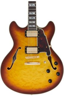 D'ANGELICO EXCEL DC  XT ICED TEA BURST QUILT WITH STOP-BAR TAILPIECE