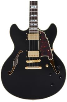 D'ANGELICO EXCEL DC WITH TAILPIECE SOLID BLACK